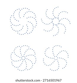 azul circular pontilhado redemoinho padrões brincalhão design abstrato conjunto para textura moderna decoração de fundo e uso visual criativo