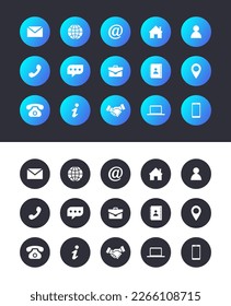 Blue Circular Flat Business Network Vector Icon Set