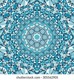 patrón azul circular de caleidoscopio floral. ilustración vectorial - Pasos 8