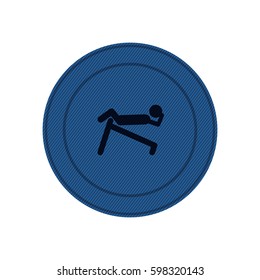 blue circular frame of abdominal training on inclined bar vector illustration