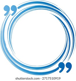 Marco circular azul con comillas.