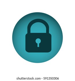 blue circular frame with silhouette padlock vector illustration