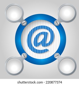 blue circular frame for text and email icon