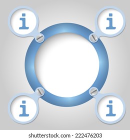 blue circular frame for text and info symbols