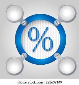 blue circular frame for text and percent symbol