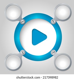 blue circular frame for text and play symbol