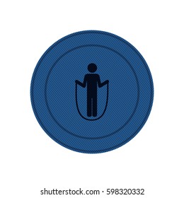 blue circular frame with training in skipping rope vector illustration