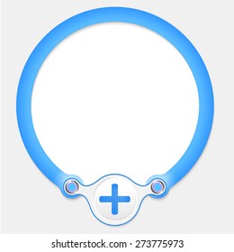 Blue circular frame for your text and plus symbol
