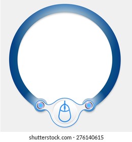 Blue circular frame for your text and mouse icon