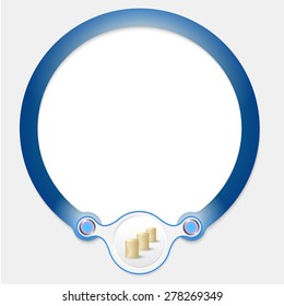 Blue circular frame for your text and coin