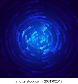 Blue Circular Geometric Vortex  Abstract Circular Swirl Lines  Moving Circles Vector Background 