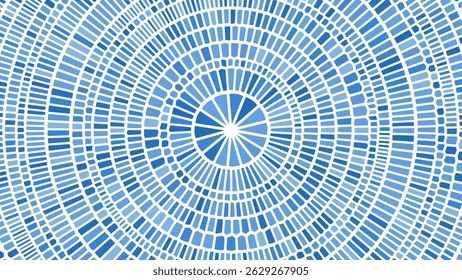 Blue Circular Greek Mosaic Pattern. Decorative Antique Stone Ornament. Paving Circular Pattern. Stone Pebble Mosaic Template for Interior and Exterior Designs, Beauty. Vector Illustration.