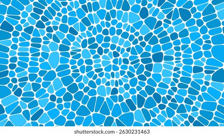 Blue Circular Greek Mosaic Pattern. Decorative Antique Stone Ornament. Paving Circular Pattern. Stone Pebble Mosaic Template for Interior and Exterior Designs, Beauty. Vector Illustration.