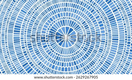 Blue Circular Greek Mosaic Pattern. Decorative Antique Stone Ornament. Paving Circular Pattern. Stone Pebble Mosaic Template for Interior and Exterior Designs, Beauty. Vector Illustration.