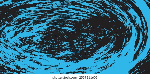 blue circular grunge texture, brush strokes isolated on black background.

