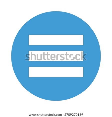 Blue circular hamburger menu icon with three horizontal white lines