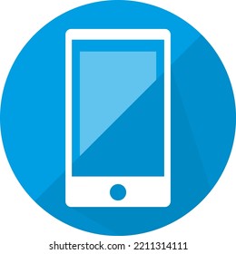 Blue Circular Icon Of Smartphone, Mobile Telephony.
