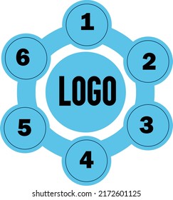 blue circular infographic with shadows