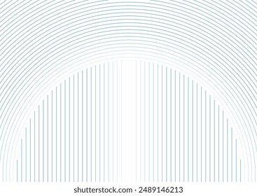 Blaue kreisförmige Linien abstrakter geometrischer Tech-Hintergrund. Minimales Design der Vektorgrafik