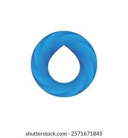 A blue circular logo with a twisted, ribbon-like design and a white teardrop shape in the center.