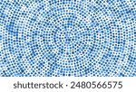 Blue Circular Mosaic Pattern. Decorative Antique Stone Ornament. Paving Circular Pattern. Stone Pebble Mosaic Template for Interior and Exterior Designs, Beauty, Wrapping Paper. Vector Illustration.