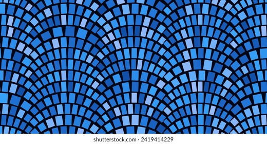 Blue Circular Mosaic Pattern. Decorative Antique Stone Ornament. Vector Illustration.