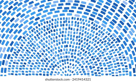 Blue Circular Mosaic Pattern. Decorative Antique Stone Ornament. Vector Illustration.