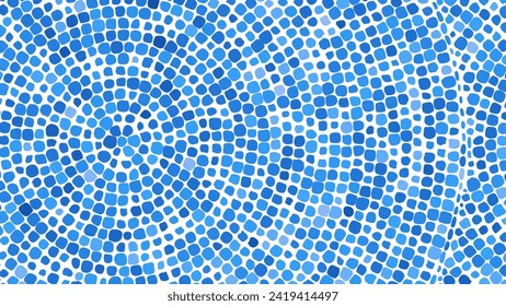 Blue Circular Mosaic Pattern. Decorative Antique Stone Ornament. Vector Illustration.