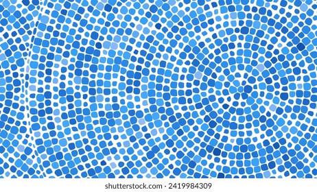 Blue Circular Mosaic Pattern. Decorative Antique Stone Ornament. Vector Illustration.