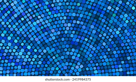 Blue Circular Mosaic Pattern. Decorative Antique Stone Ornament. Vector Illustration.