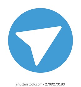 Ícone azul circular de plano de papel para enviar mensagem