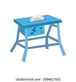 blue circular saw bench. suitable for carving tools vector illustration