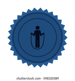 blue circular seal with training in skipping rope vector illustration