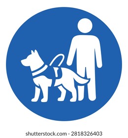 a blue circular sign indicating that service animals and guide dogs are welcome in the facility.