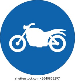 a blue circular sign with a white motorcycle. This signifies a route or area specifically designated for motorcycles, indicating mandatory or permitted use for these vehicles