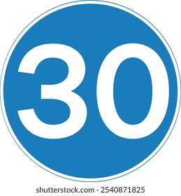 Señal de límite de velocidad circular azul - 30