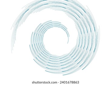 Blue circular spiral lines abstract futuristic tech background. Vector minimal design
