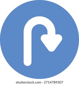 Ícone de seta azul circular em forma de u