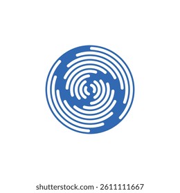 Blue circular vortex symbol. Vector