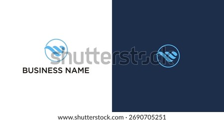 Blue circular wave W monogram logo design for modern business and technology branding