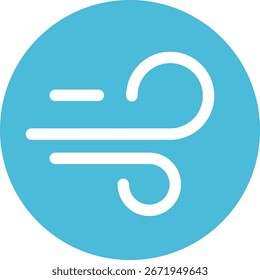 Icono de Clima circular azul con líneas de viento