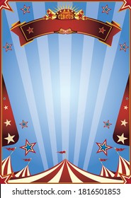  A blue circus background for a poster with a ribbon for your message !