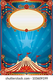 blue circus background. A blue circus background for a poster with a spot light. Writing your message !