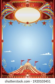 A blue circus background for a poster. Welcome to big top in the town !