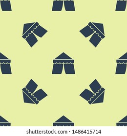 Blue Circus tent icon isolated seamless pattern on white background. Carnival camping tent. Amusement park.  Vector Illustration