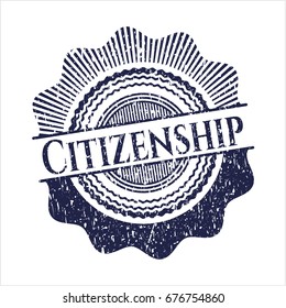 Blue Citizenship rubber seal with grunge texture