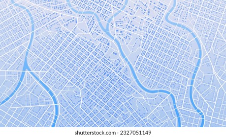 Área de la ciudad azul, mapa de fondo, calles. Panorama urbano en Skyline. Ilustración cartográfica. Proporción panorámica, mapa digital plano de diseño. Vista superior de Ciudad del vector. Ver desde arriba del mapa