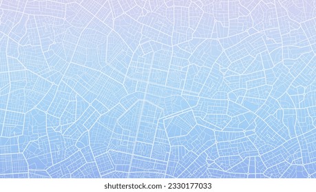 Blue city area, background map, streets. Skyline urban panorama. Cartography illustration. Widescreen proportion, digital flat design streetmap. Vector City top view. View from above the map