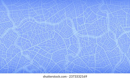 Área de la ciudad azul, mapa de fondo, calles. Panorama urbano en Skyline. Ilustración cartográfica. Proporción panorámica, mapa digital plano de diseño. Vista superior de Ciudad del vector. Ver desde arriba del mapa