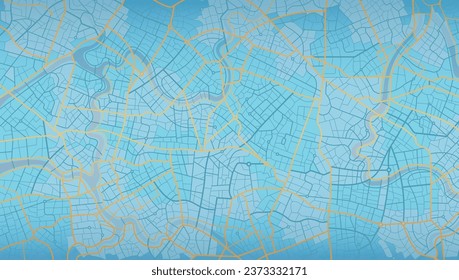 Área de la ciudad azul, mapa de fondo, calles. Panorama urbano en Skyline. Ilustración cartográfica. Proporción panorámica, mapa digital plano de diseño. Vista superior de Ciudad del vector. Ver desde arriba del mapa